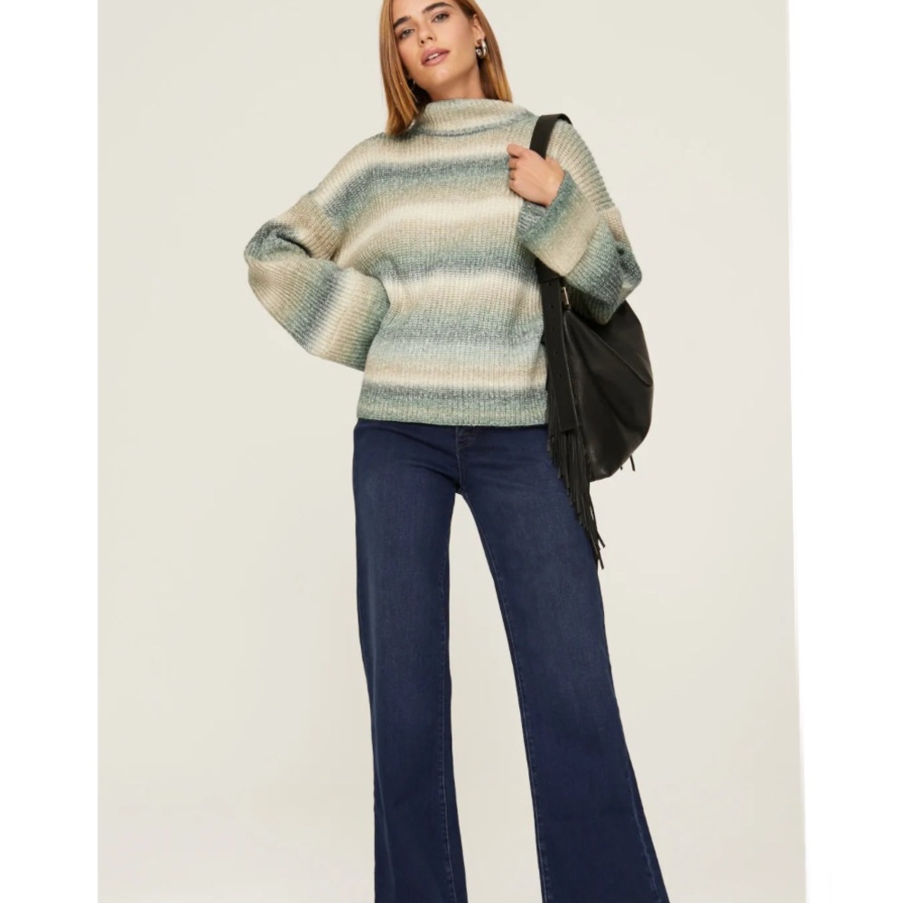 Love Whit Mock Neck Striped Sweater.